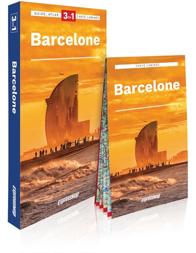 barcelone : 3 en 1 : guide, atlas, carte laminée
