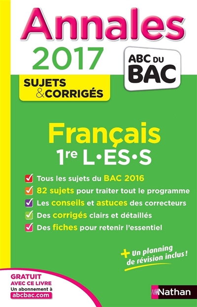 Français 1re L, ES, S : annales 2017