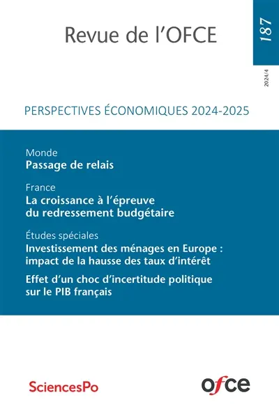 Revue de l'OFCE, n° 187. Perspectives économiques 2024-2025