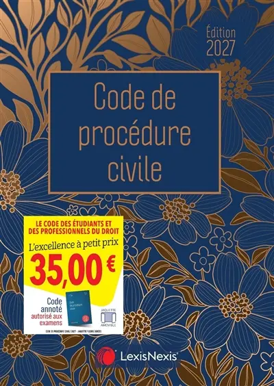 Code de procédure civile 2027 : jaquette fleurs dorées