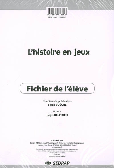 L'histoire en jeux : fichier de l'élève