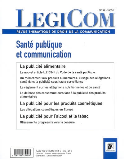 Légicom, n° 38. Santé publique et communication