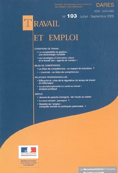 Travail et emploi, n° 103