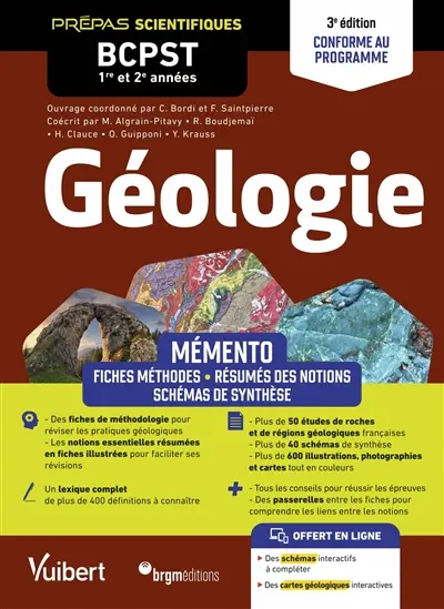 Géologie prépas scientifiques BCPST 1re et 2e années : mémento : conforme au programme