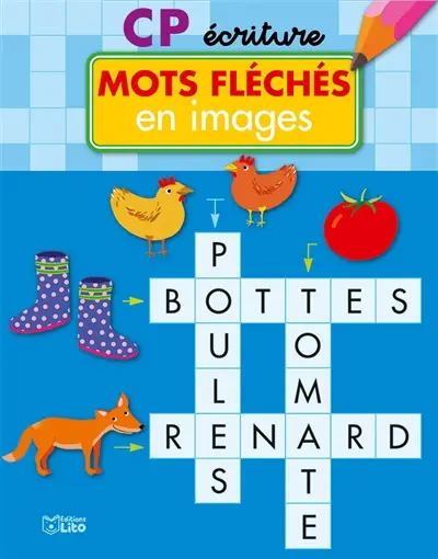 Mots fléchés en images : CP écriture : bleu