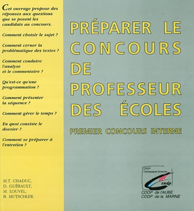 Préparer le concours de professeur des écoles : premier concours interne