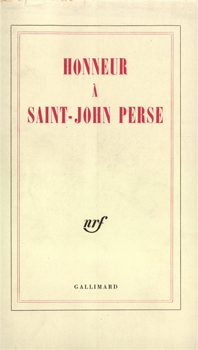 Honneur à Saint-John Perse