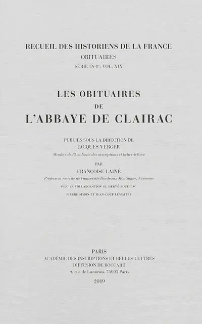 Les obituaires de l'abbaye de Clairac