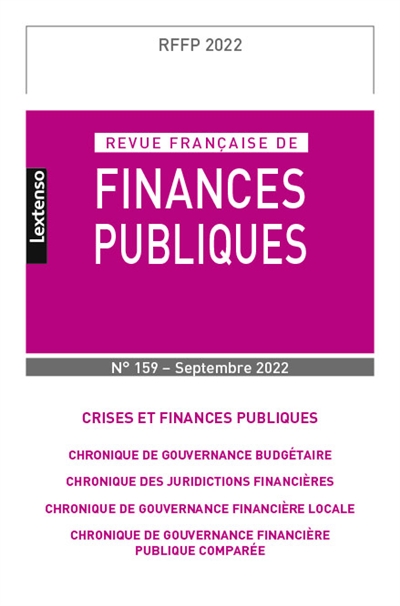 Revue française de finances publiques, n° 159. Crises et finances publiques