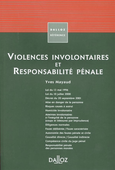 Violences involontaires et responsabilité pénale