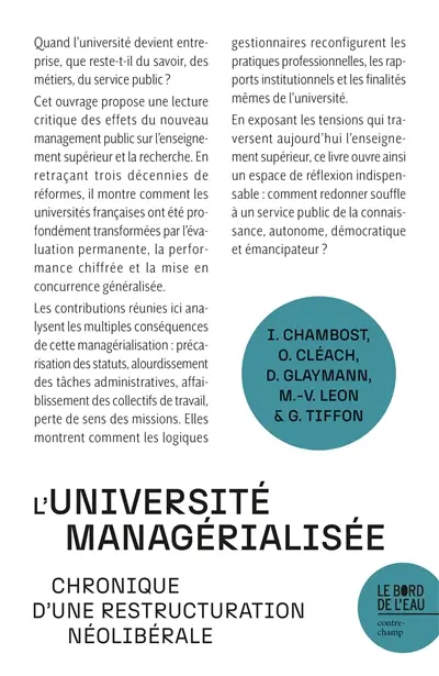 L'université managérialisée : chronique d'une restructuration néo-libérale