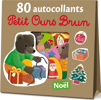 Petit Ours Brun : 80 autocollants : Noël