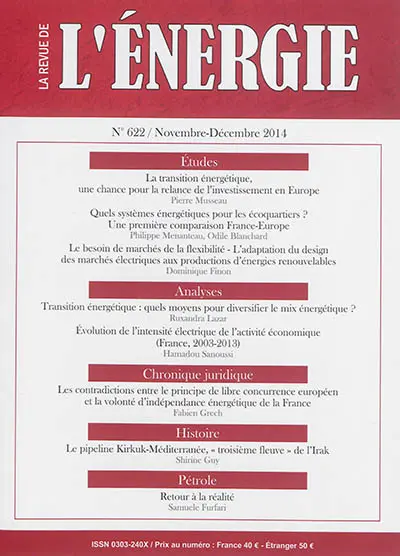 Revue de l'énergie, n° 622