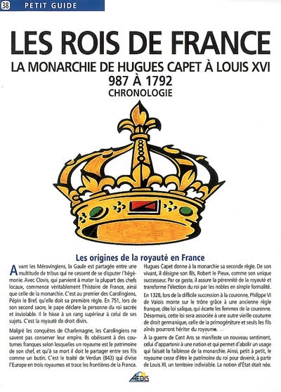 Les rois de France : la monarchie de Hugues Capet à Louis XVI, 987 à 1792 : chronologie