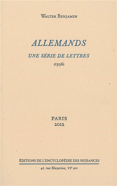 Allemands : une série de lettres (1936)