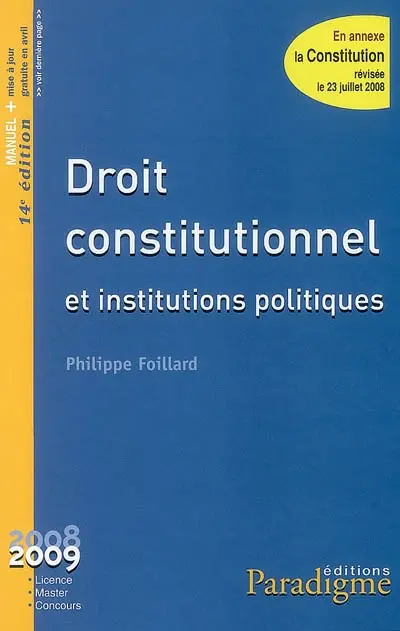 Droit constitutionnel et institutions politiques
