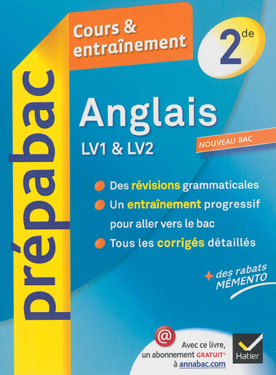 Anglais LV1 & LV2 2de : cours & entraînement : nouveau bac