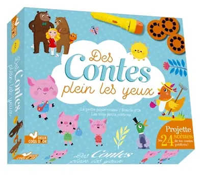 Des contes plein les yeux : La petite poule rousse, Boucle d'Or et les trois ours, Les trois petits cochons : projette 24 scènes de tes contes préférés !