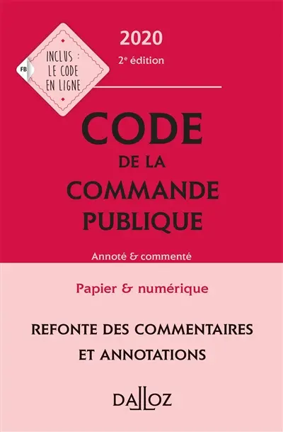 Code de la commande publique 2020 : annoté et commenté