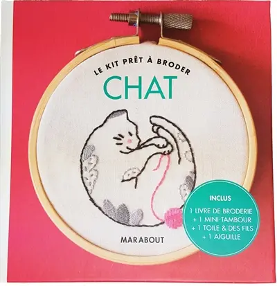 Chat : le kit prêt à broder