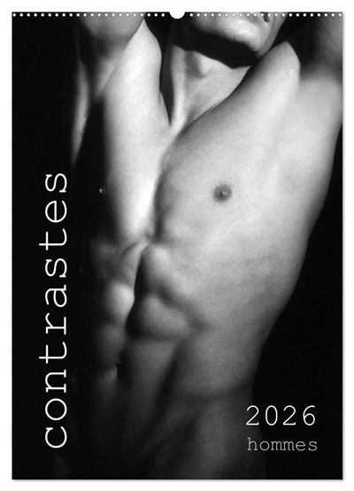 Contrastes hommes (Calendrier mural 2026 DIN A2 horizontal), CALVENDO calendrier mensuel : Calendrier mensuel avec 13 photos en noir et blanc avec du nu artistique masculin