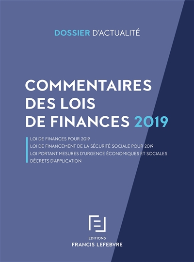 Commentaires des lois de finances 2019