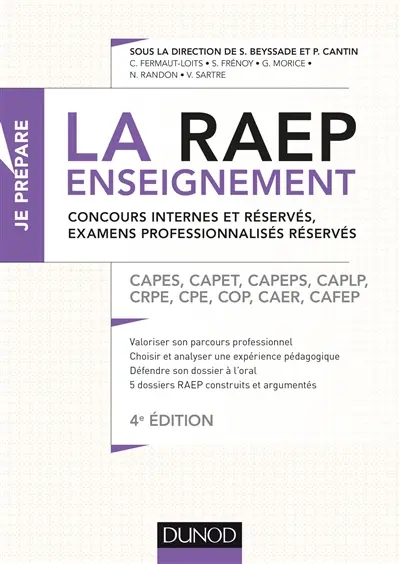 La RAEP enseignement : concours internes et réservés, examens professionnalisés réservés : Capes, Capet, Capeps, CAPLP, CRPE, CPE, COP, CAER, Cafep