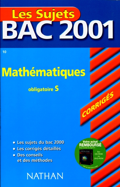 Mathématiques : obligatoire S, bac 2001