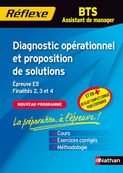 Diagnostic opérationnel et proposition de solutions : épreuve E5, mémo finalités 2, 3 et 4, BTS assistant de manager