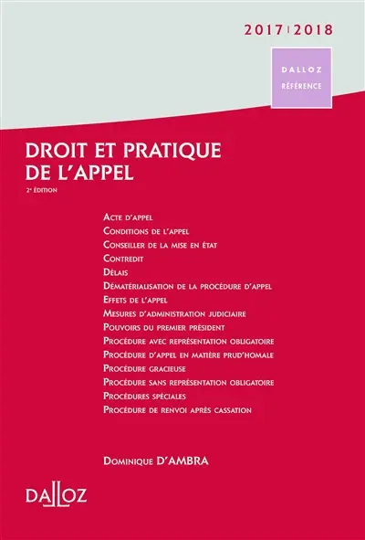Droit et pratique de l'appel : 2017-2018