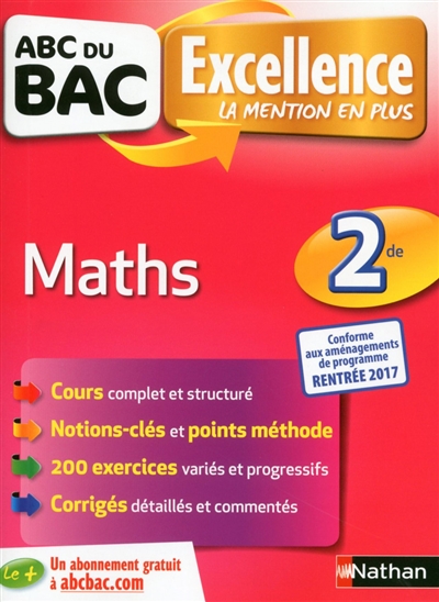 Maths 2de : conforme aux aménagments de programme rentrée 2017