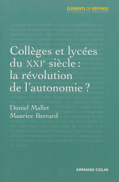 Collèges et lycées du XXIe siècle : la révolution de l'autonomie ?