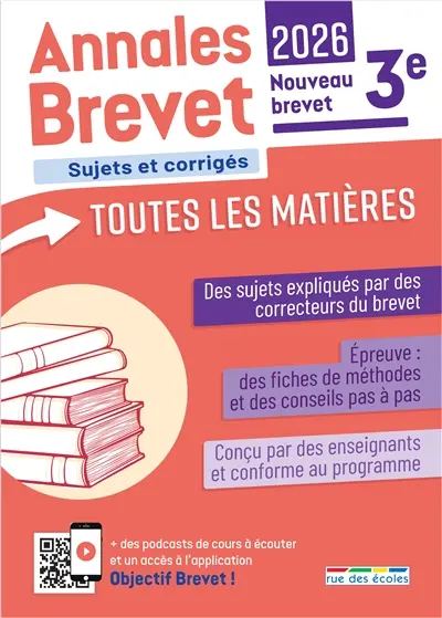 Annales brevet toutes les matières 3e : sujets et corrigés : nouveau brevet, 2026