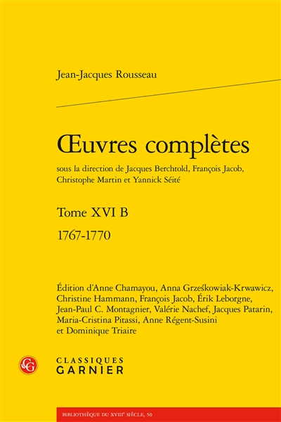 Oeuvres complètes. Vol. 16 B. 1767-1770