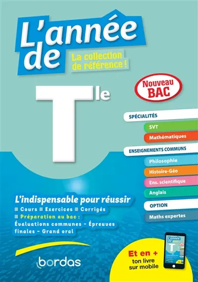 L'année de terminale, spécialités SVT, mathématiques, enseignements communs : nouveau bac