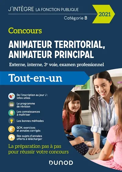 Concours animateur territorial, animateur principal : externe, interne, 3e voie, examen professionnel : catégorie B, 2021