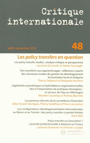 Critique internationale, n° 48. Les policy transfers : innovations et circulation de modèles de professionnalisation