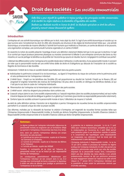 Droit des sociétés : les sociétés commerciales