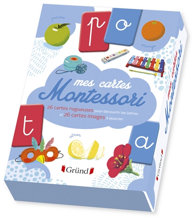 Mes cartes Montessori : 26 cartes rugueuses pour découvrir les lettres et 26 cartes images à associer