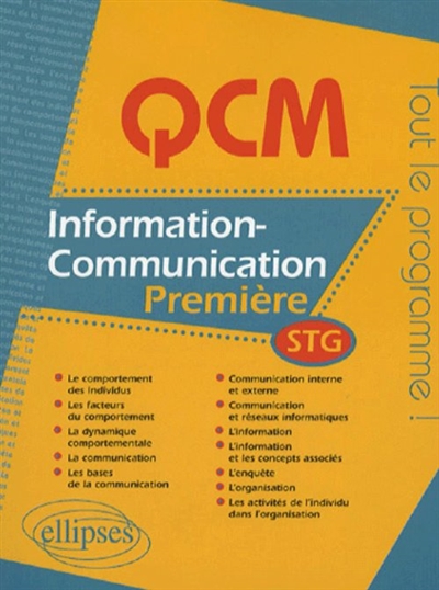 Information-communication, première STG : tout le programme !