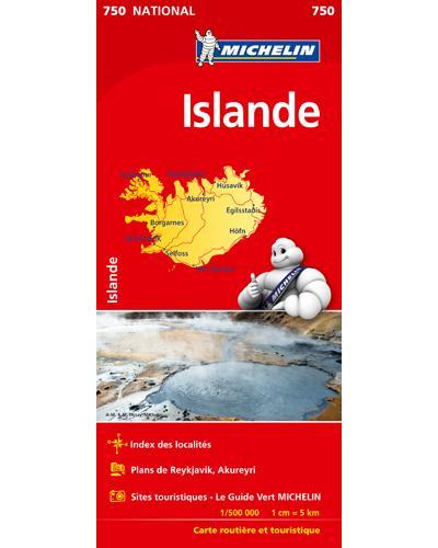 CARTE NATIONALE ISLANDE / IJSLAND