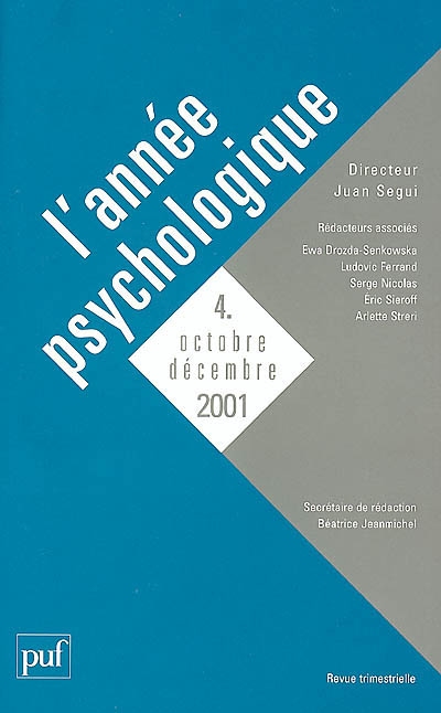 Année psychologique (L'), n° 4 (2001)
