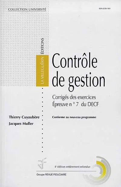 Le contrôle de gestion : corrigés des exercices, épreuve n° 7 du DECF