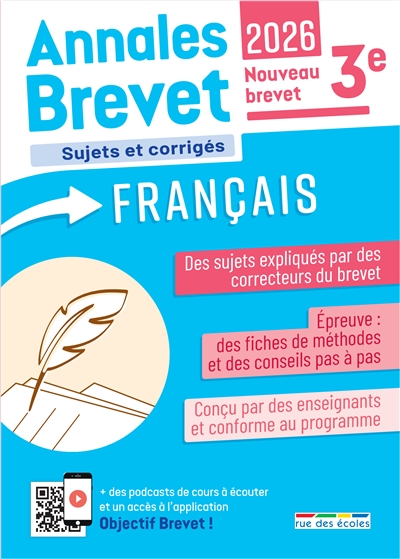 Annales brevet français 3e : sujets et corrigés : 2026