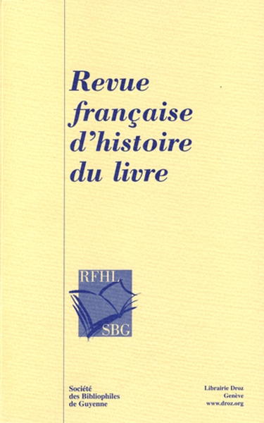 Revue française d'histoire du livre, n° 144