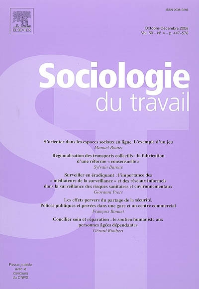 Sociologie du travail, n° 4 (2008)