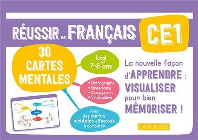 Réussir en français CE1, 7-8 ans : 30 cartes mentales