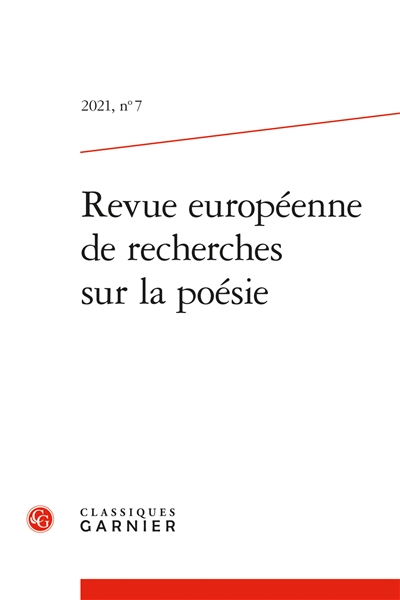 Revue européenne de recherches sur la poésie, n° 7