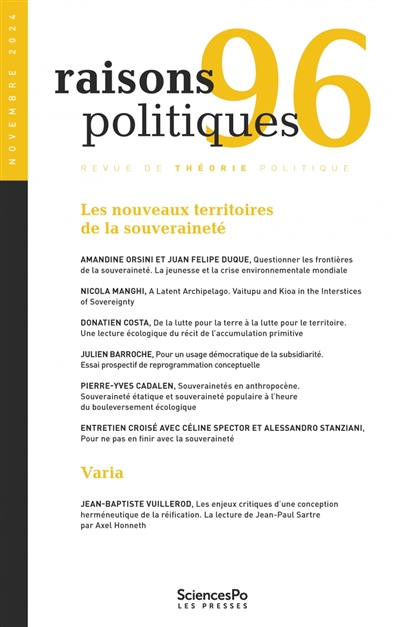 Raisons politiques, n° 96....