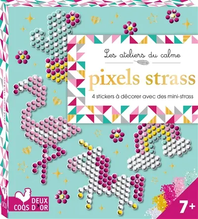 Pixels strass : 4 stickers à décorer avec des mini-strass